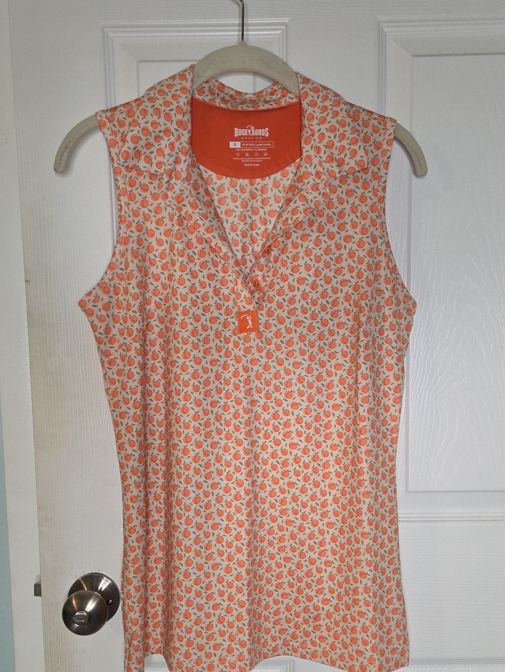 Bogey Bros Golf Sleeveless Peach Printed Polo Top